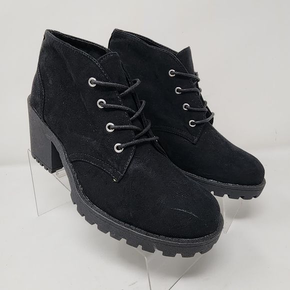 American Rag Booties Womens 6 Black Cushioned Reagan Suede Block Heel Boots - Picture 1 of 8